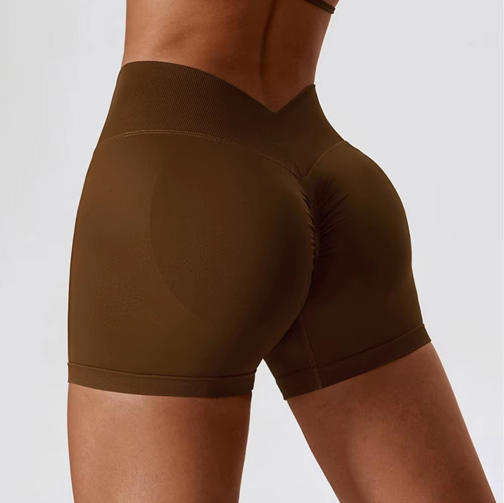 V Back Seamless Shorts Women Sports Shorts Cycling Yoga Shorts Scrunch Butt Biker Fitness High Waist Gym Shorts Leggings Woman