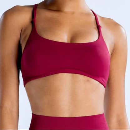 Dynamic Twist Back Sports Bra Women Padded Seamless Yoga Bra Top Medium Support Gym Crop Top Stretchy Fitness Push up Sports Top