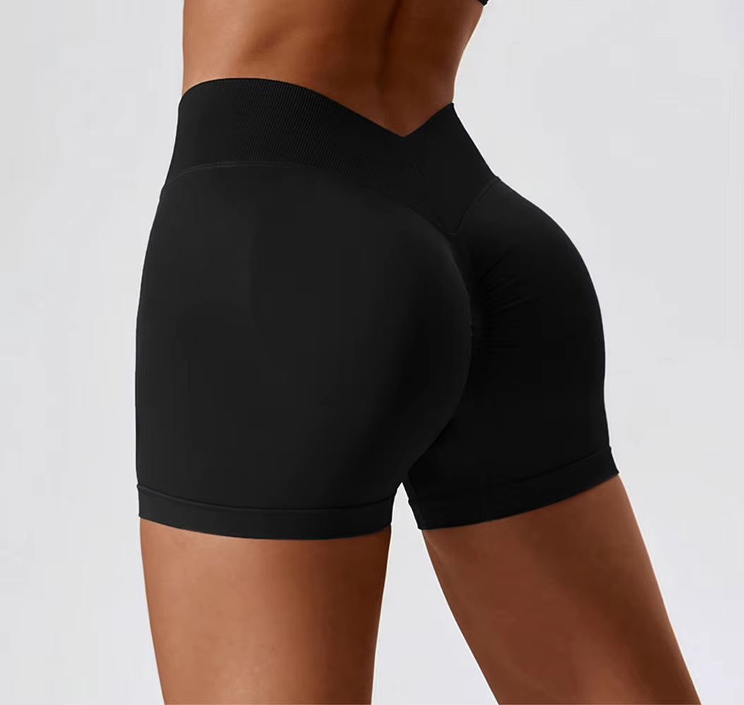 V Back Seamless Shorts Women Sports Shorts Cycling Yoga Shorts Scrunch Butt Biker Fitness High Waist Gym Shorts Leggings Woman